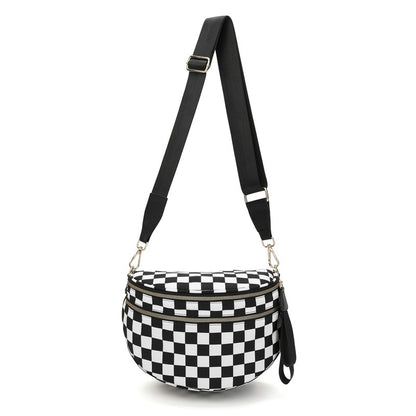 New Version 🎁Limited Time Discount🔥Black and White Checkered Nylon Bum Bag